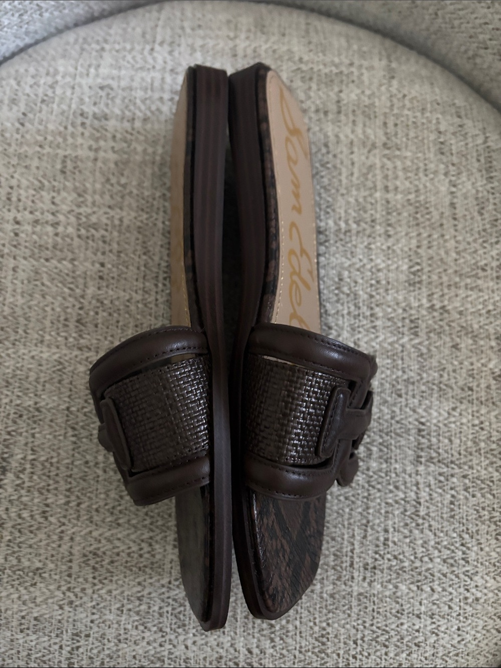 Sam Edelman Brown Textured Slide Mules - Picture 2 of 6
